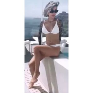 WET Swimwear Triangle Bikini Top White Textured Ribbed Size M NWT Retail $98